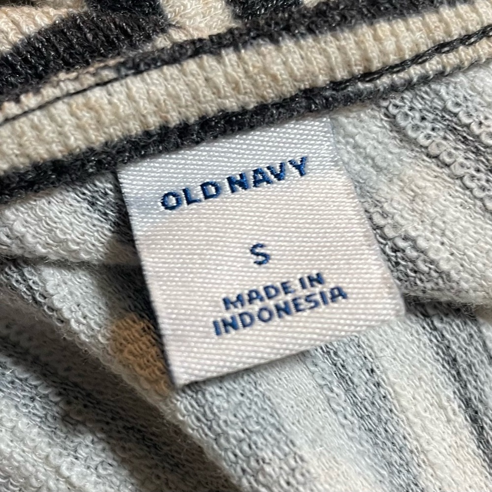 #0198-Old Navy Grey & Off White Striped Jumpsuit W/ Wide-Leg & V-back-S - Picture 8 of 8